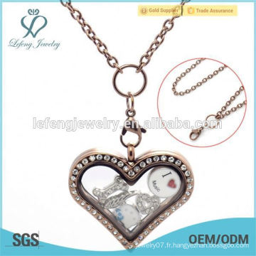 Mode de chocolat cristal flottant locket collier bijoux en gros